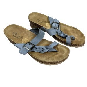 Mila Paoli Womens Size 8.5 M Sandals Italy Gray Suede Cork Wedge